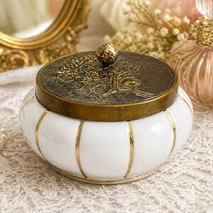 Vintage Milk Glass Musical Trinket Box Floral Powder Jar Japan Working